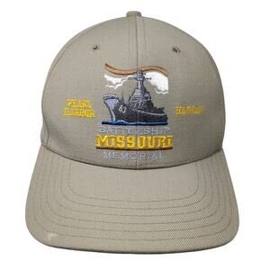 Battleship Missouri Memorial Pearl Harbor Hawaii Snapback Cap Beige OS Northstar